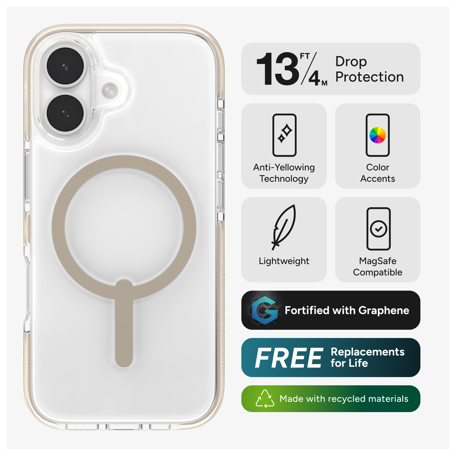 ZAGG Santa Cruz Snap Apple iPhone 17 Hoesje MagSafe Back Cover Titanium afbeelding 2