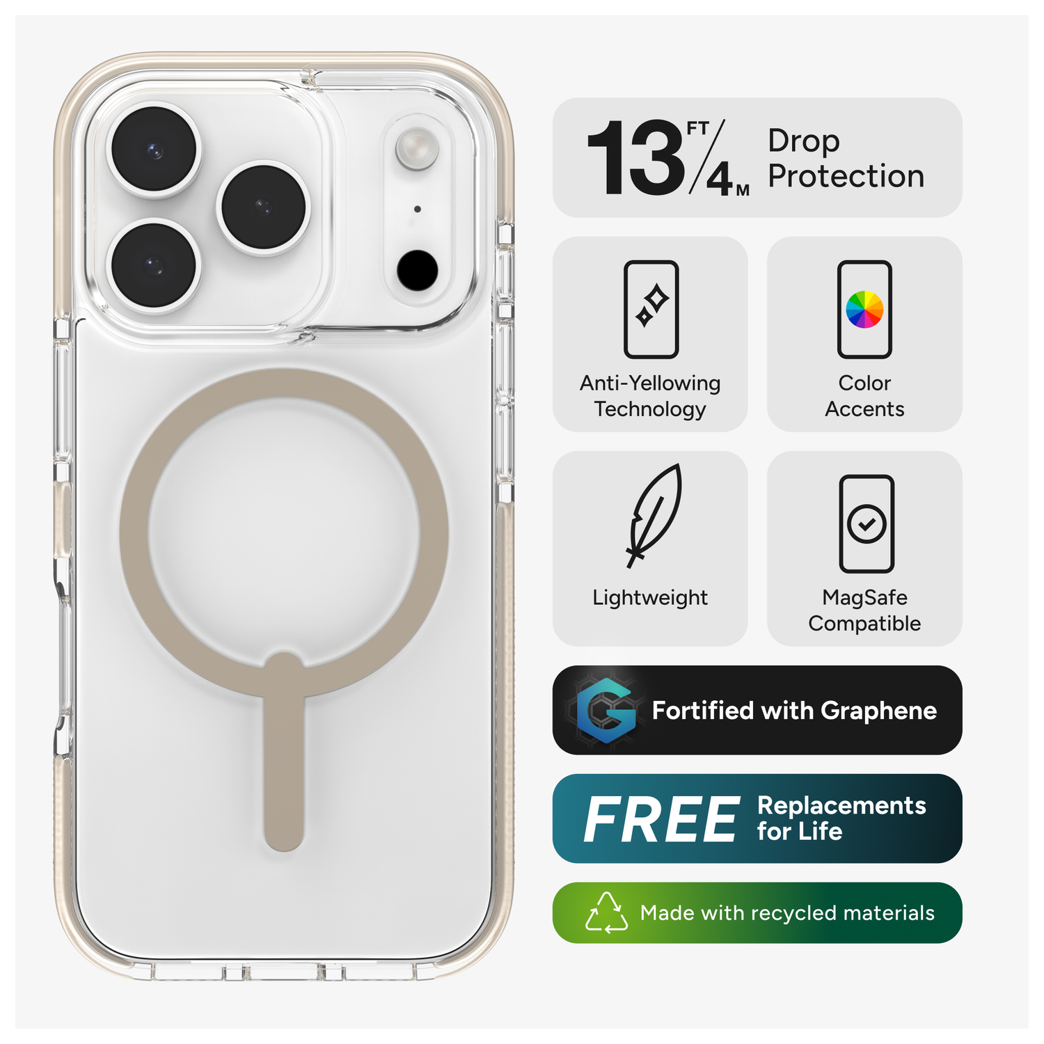 ZAGG Santa Cruz Snap Apple iPhone 17 Pro Hoesje MagSafe Back Cover Titanium afbeelding 2