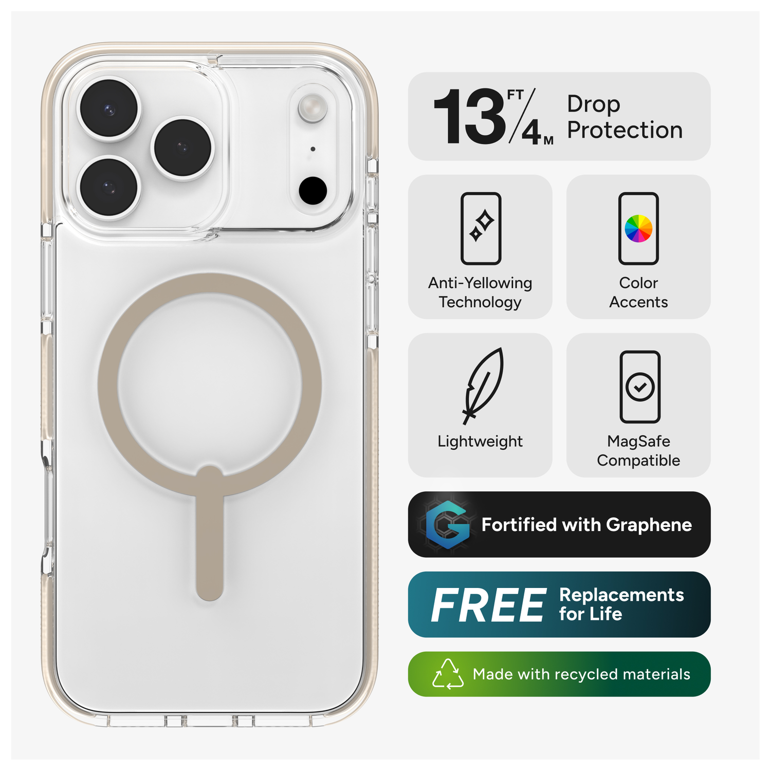 ZAGG Santa Cruz Snap iPhone 17 Pro Max Hoesje MagSafe Back Cover Titanium afbeelding 2