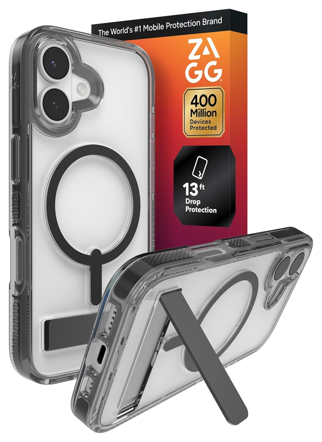 ZAGG Santa Cruz Snap iPhone 17 Hoesje MagSafe Standaard Back Cover Zwart afbeelding 1