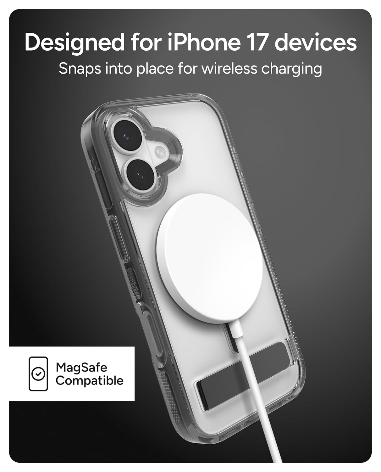 ZAGG Santa Cruz Snap iPhone 17 Hoesje MagSafe Standaard Back Cover Zwart afbeelding 7