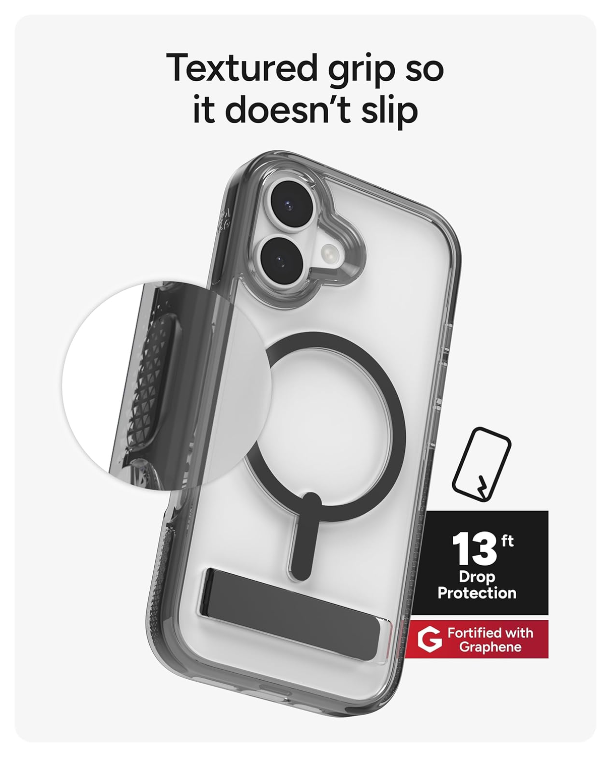 ZAGG Santa Cruz Snap iPhone 17 Hoesje MagSafe Standaard Back Cover Zwart afbeelding 8