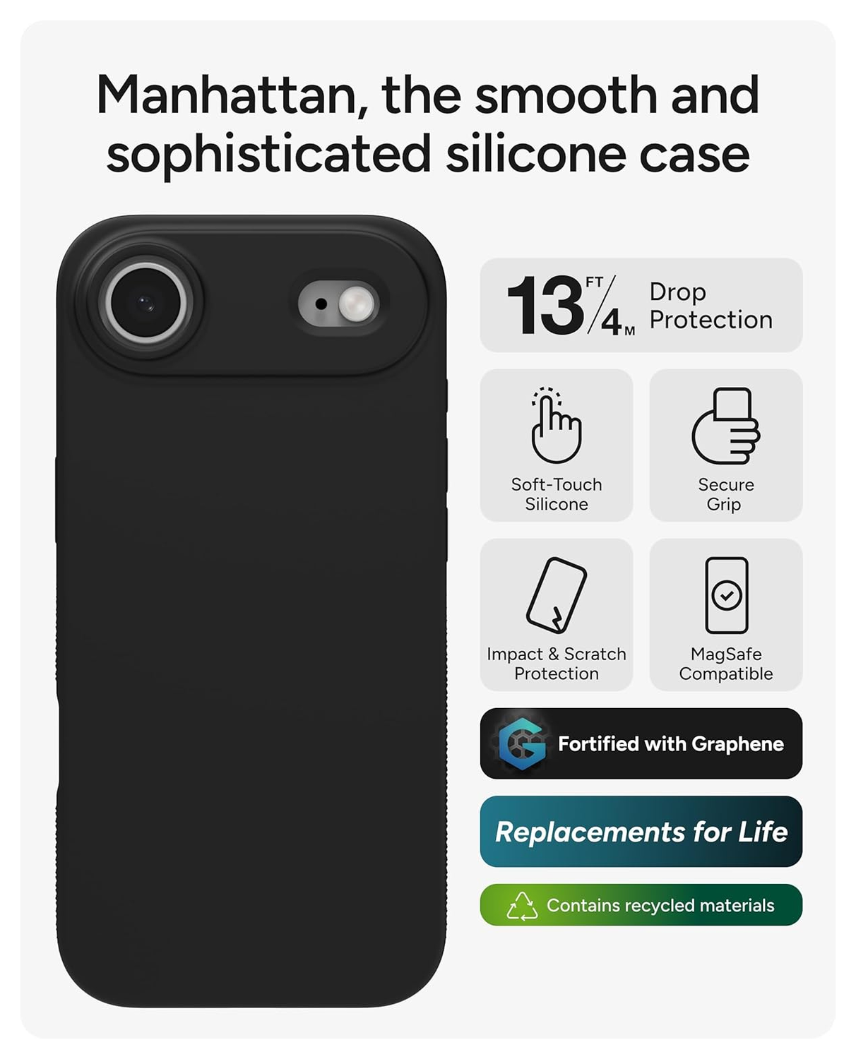 ZAGG Manhattan Snap Apple iPhone Air Hoesje MagSafe Back Cover Zwart afbeelding 3