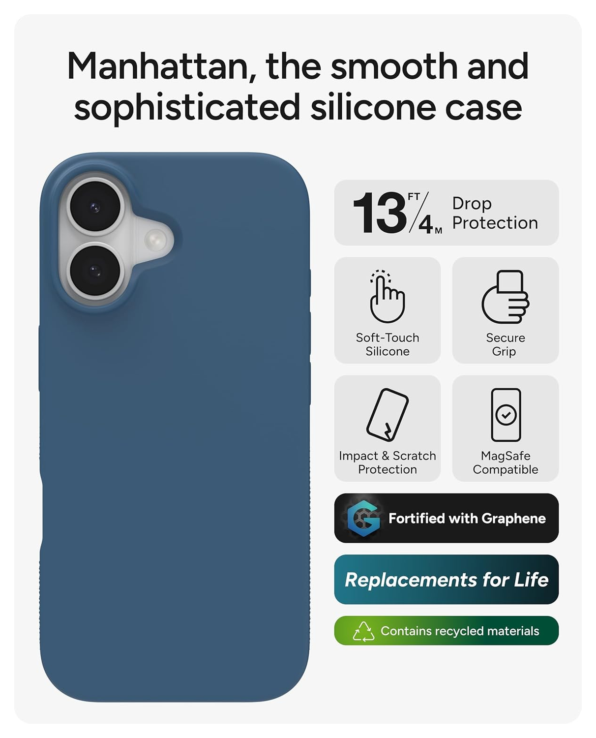 ZAGG Manhattan Snap Apple iPhone 17 Hoesje MagSafe Back Cover Blauw afbeelding 2