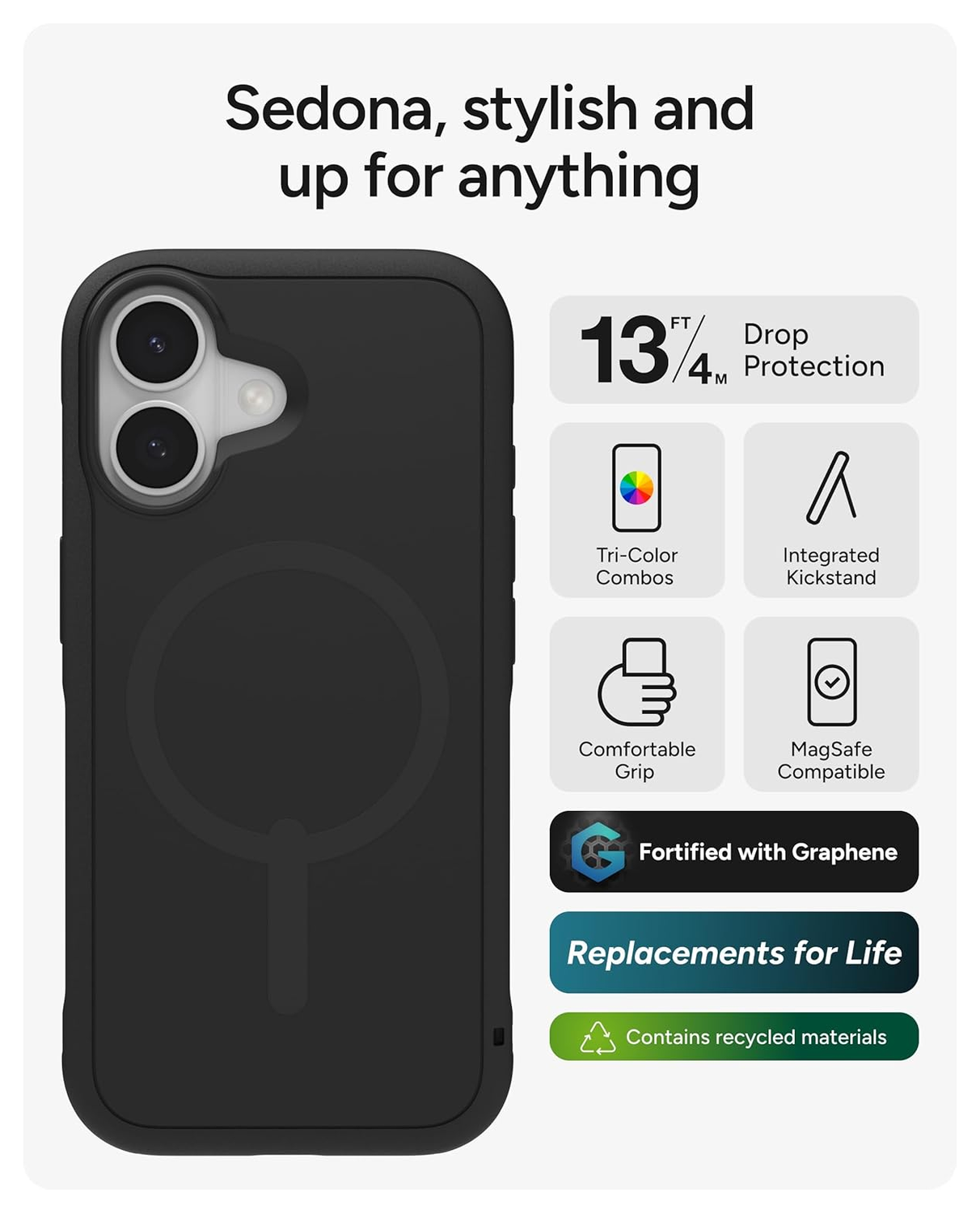 ZAGG Sedona Snap iPhone 17 Hoesje MagSafe Back Cover Zwart afbeelding 3