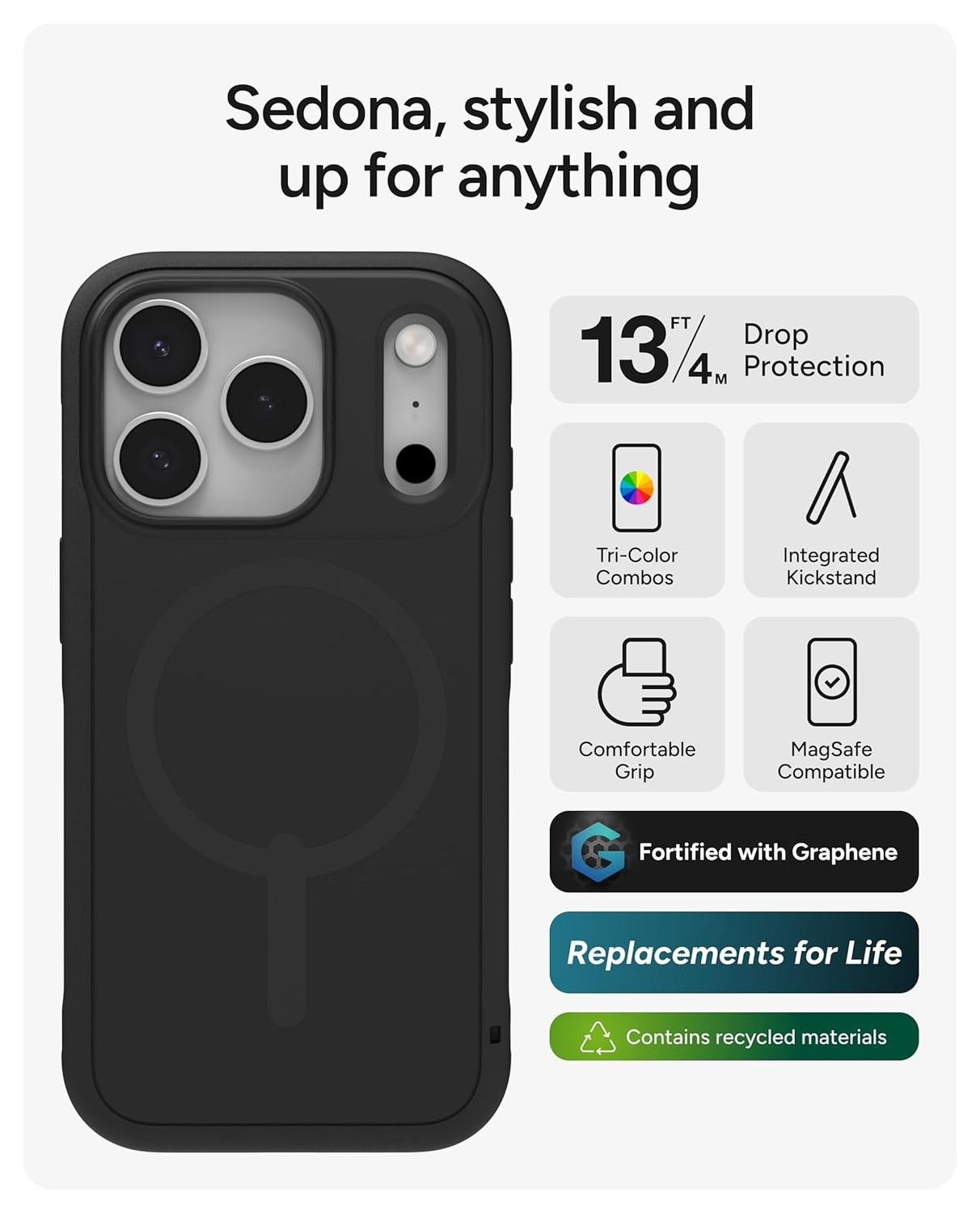 ZAGG Sedona Snap iPhone 17 Pro Hoesje MagSafe Back Cover Zwart afbeelding 3