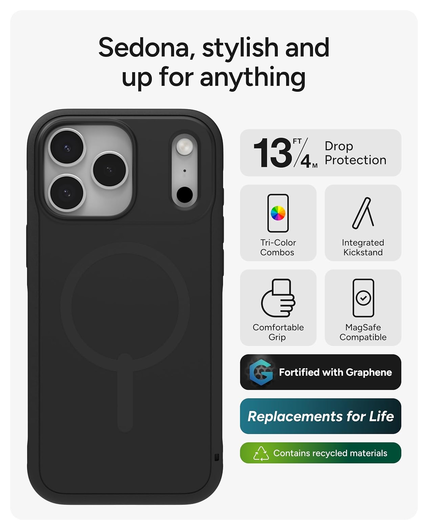 ZAGG Sedona Snap iPhone 17 Pro Max Hoesje MagSafe Back Cover Zwart afbeelding 3