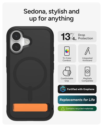 ZAGG Sedona Snap Kickstand iPhone 17 Hoesje MagSafe Back Cover Zwart afbeelding 3