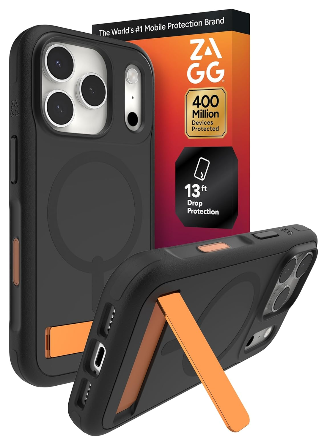 ZAGG Sedona Snap Kickstand iPhone 17 Pro Max Hoesje MagSafe Back Cover Zwart afbeelding 1