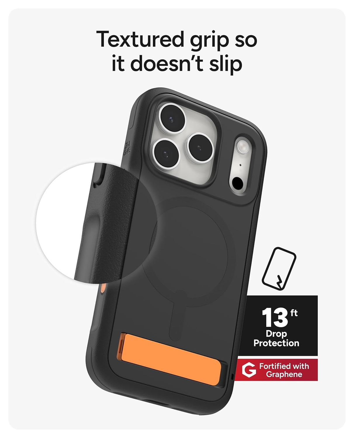 ZAGG Sedona Snap Kickstand iPhone 17 Pro Max Hoesje MagSafe Back Cover Zwart afbeelding 7