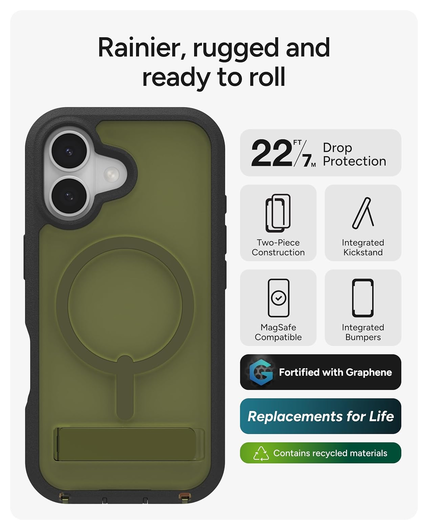 ZAGG Rainier Snap Kickstand iPhone 17 Hoesje MagSafe Back Cover Groen afbeelding 3