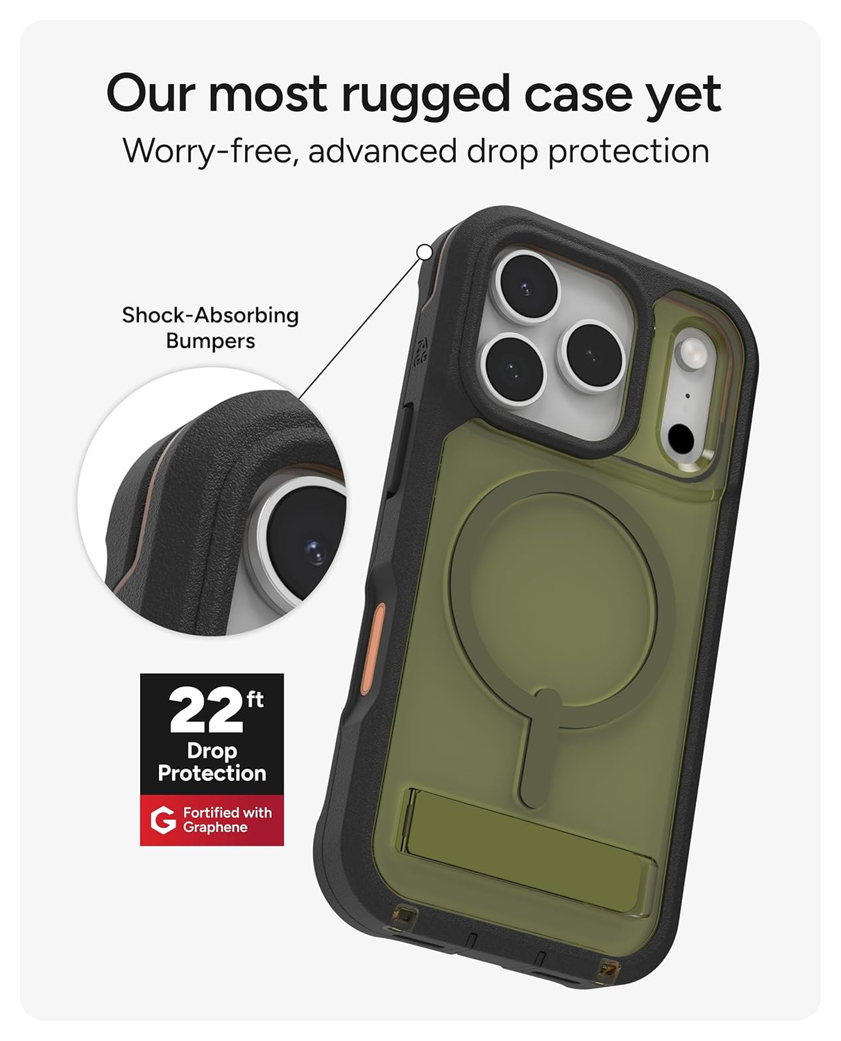 ZAGG Rainier Snap Kickstand iPhone 17 Pro Hoesje MagSafe Back Cover Groen afbeelding 4