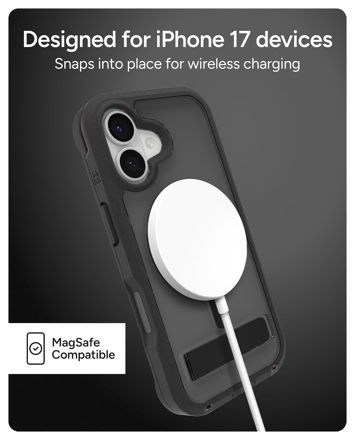 ZAGG Rainier Snap Kickstand iPhone 17 Hoesje MagSafe Back Cover Zwart afbeelding 5