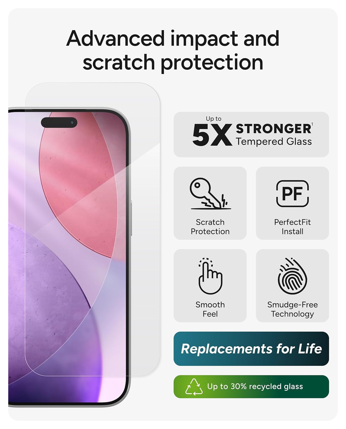 ZAGG Glass Elite iPhone 17 Pro Screen Protector Tempered Glass afbeelding 3
