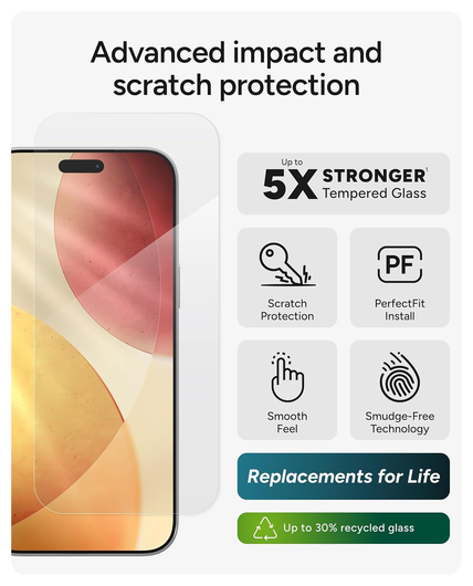 ZAGG Glass Elite iPhone 17 Pro Max Screen Protector Tempered Glass afbeelding 3