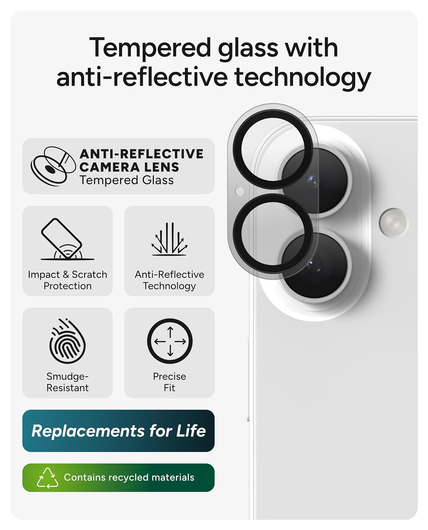 ZAGG Glass Elite Camera Frame iPhone 17 / 16 / 16 Plus Camera Protector Zwart afbeelding 3