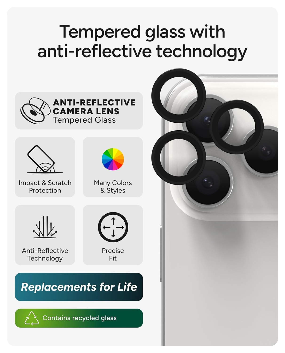 ZAGG Camera Rings iPhone 17 Pro (Max)/16 Pro (Max) Camera Protector Zwart afbeelding 2