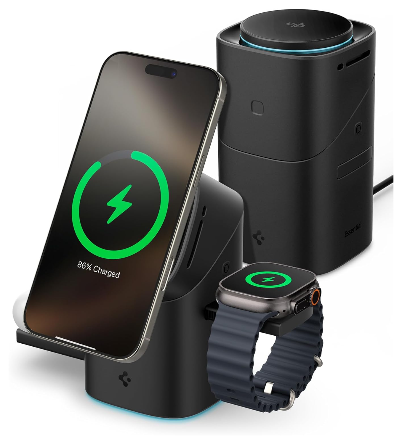 Spigen MagFit Qi2 15W 3-in1 Draadloze MagSafe Oplader iPhone/AirPods/Apple Watch afbeelding 1