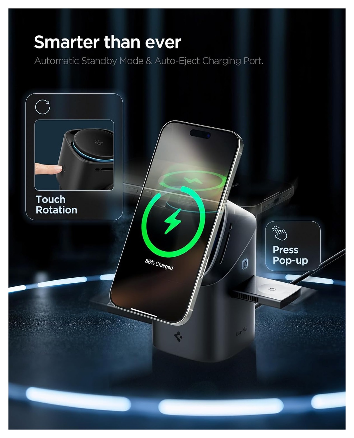 Spigen MagFit Qi2 15W 3-in1 Draadloze MagSafe Oplader iPhone/AirPods/Apple Watch afbeelding 4