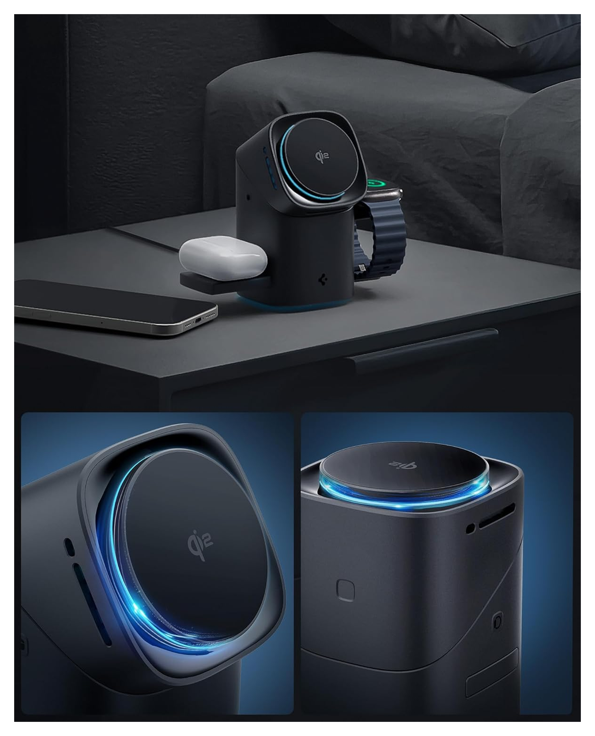 Spigen MagFit Qi2 15W 3-in1 Draadloze MagSafe Oplader iPhone/AirPods/Apple Watch afbeelding 7