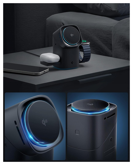 Spigen MagFit Qi2 15W 3-in1 Draadloze MagSafe Oplader iPhone/AirPods/Apple Watch afbeelding 7