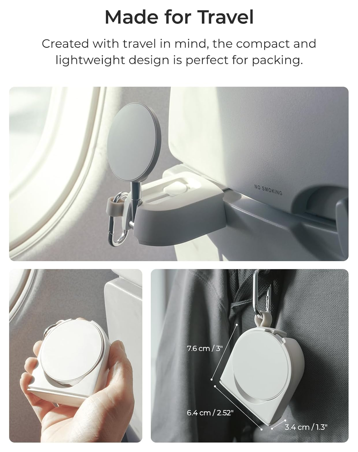 iOttie Treker MagSafe / Qi2 Telefoonhouder Vliegtuig Tafel / Trein Beige afbeelding 3