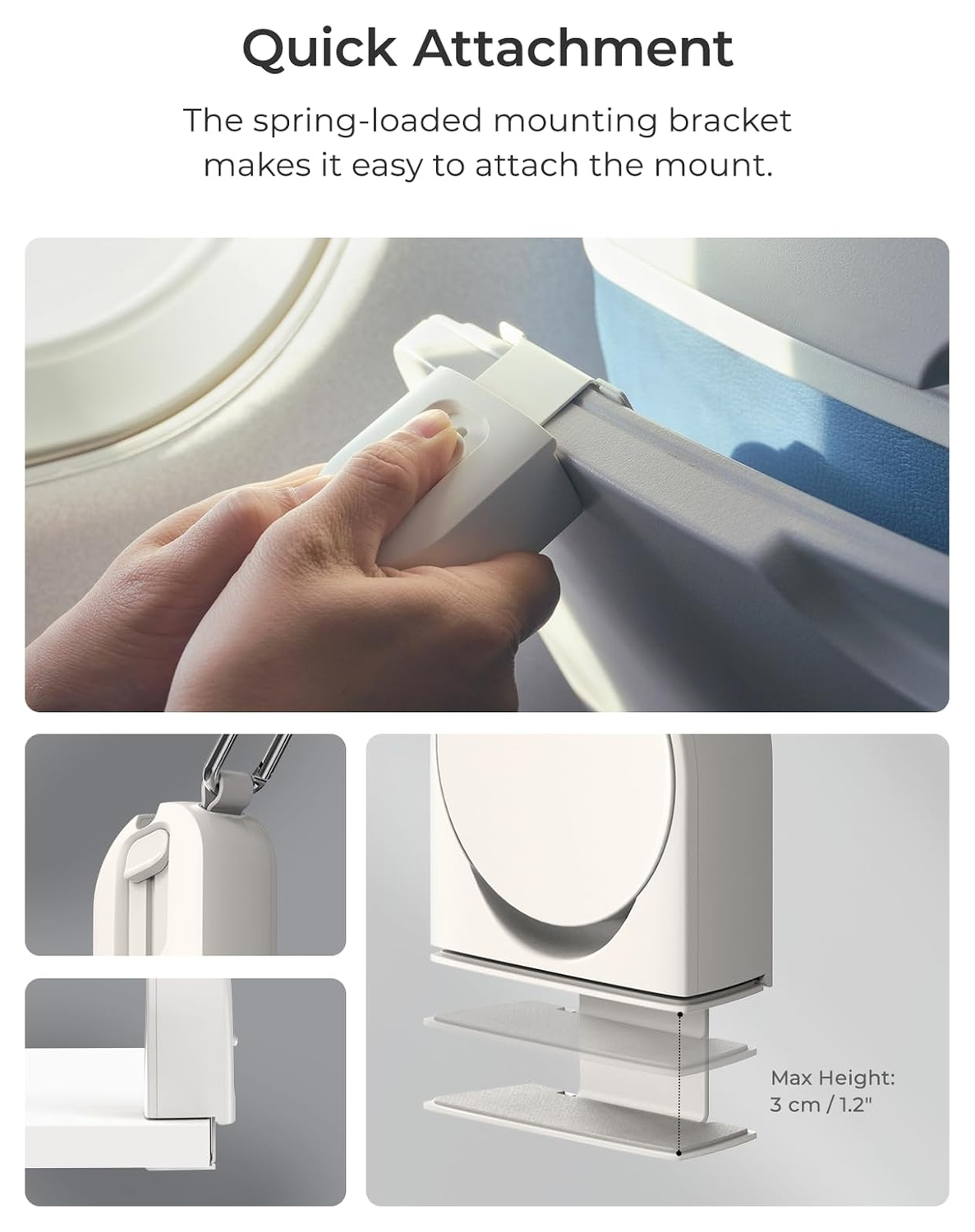 iOttie Treker MagSafe / Qi2 Telefoonhouder Vliegtuig Tafel / Trein Beige afbeelding 5