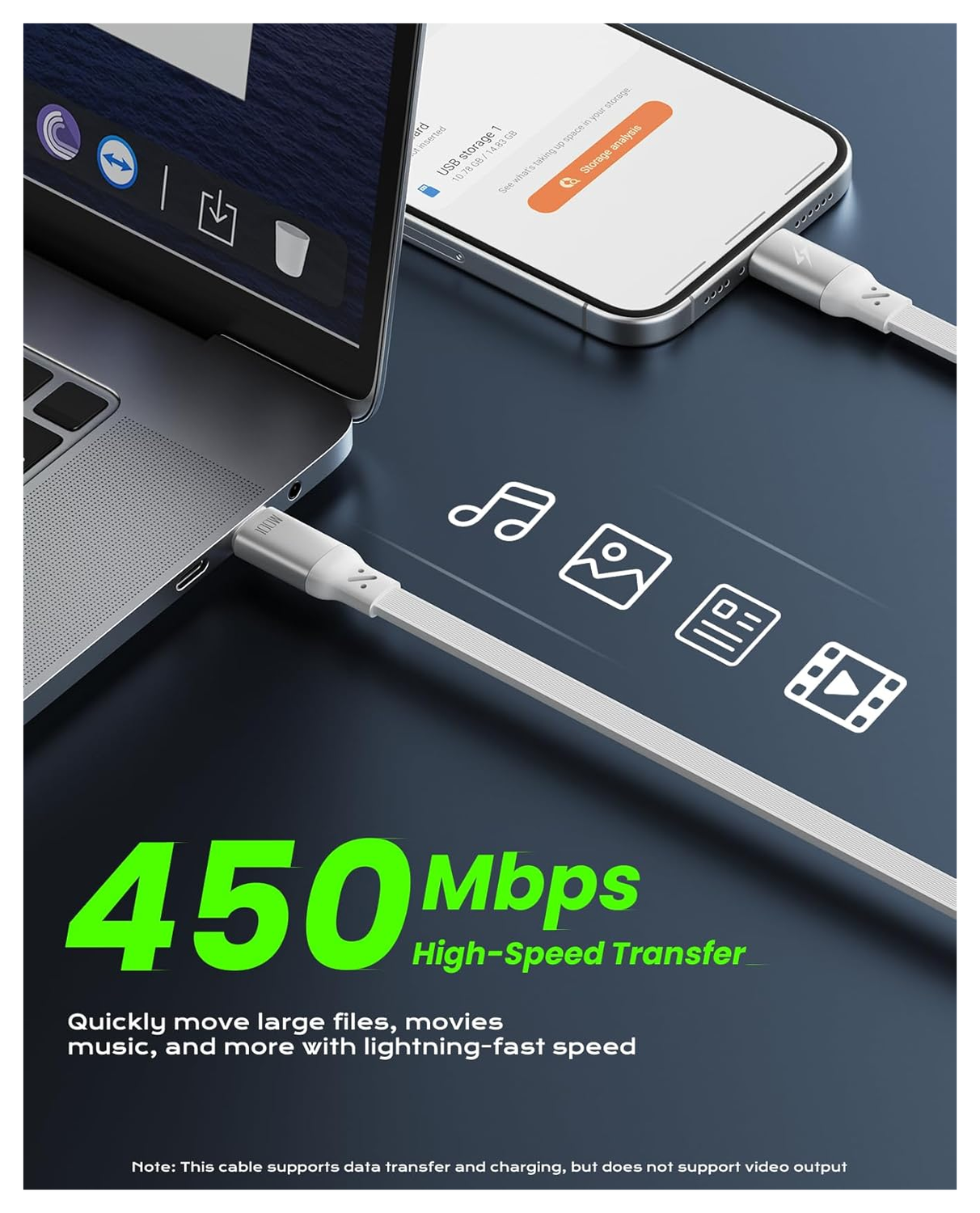 iOttie Oprolbare USB-C naar USB-C Kabel 100W Verstelbare Lengte Wit (2-Pack) afbeelding 3