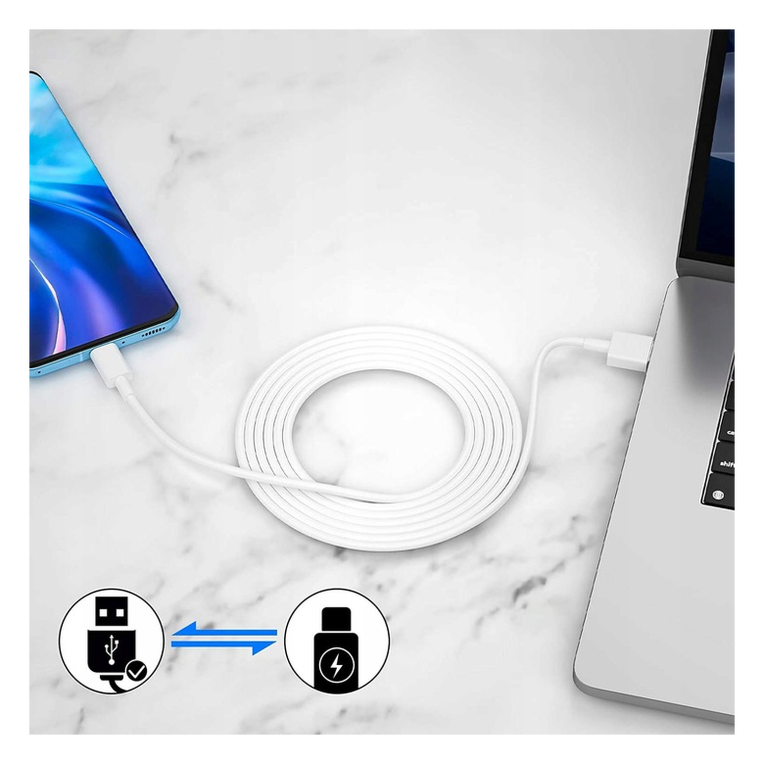 Originele Xiaomi USB-A naar USB-C Kabel 6A 120W PD 1M Wit afbeelding 5