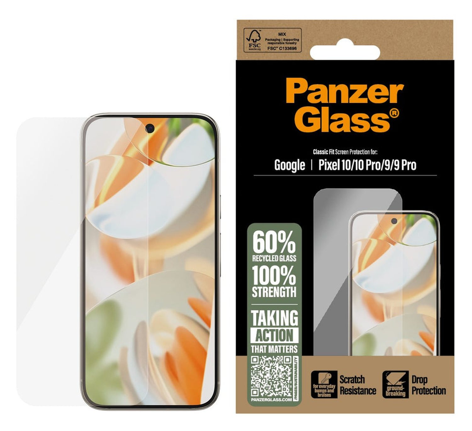 PanzerGlass Classic Fit Google Pixel 10 (Pro) / 9 (Pro) Screen Protector Glass afbeelding 1