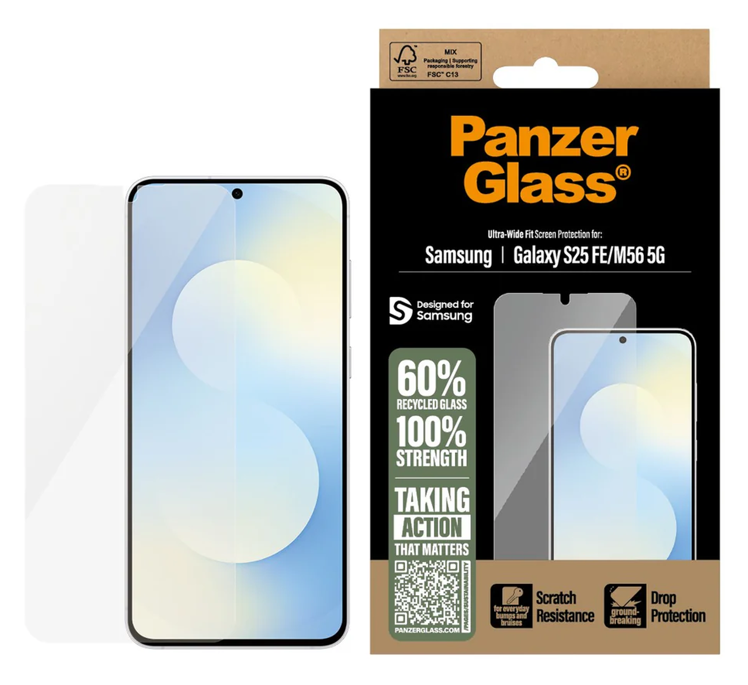PanzerGlass Ultra-Wide Samsung Galaxy S25 FE Screen Protector Tempered Glass afbeelding 1