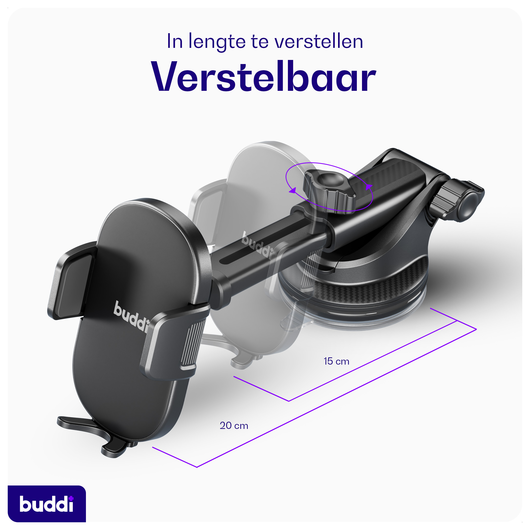 Buddi Way 2 Universele Telefoonhouder Auto Dashboard/Raam met Zuignap afbeelding 9