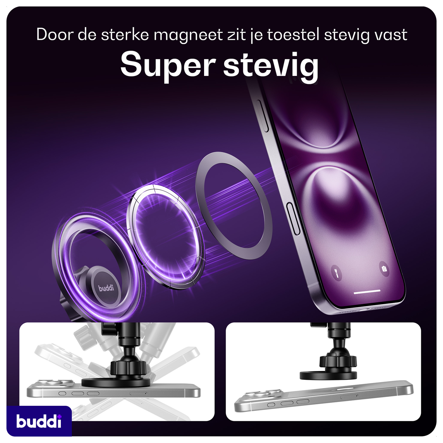 Buddi MagWay Universele MagSafe Telefoonhouder Auto Dashboard/Raam met Zuignap afbeelding 4