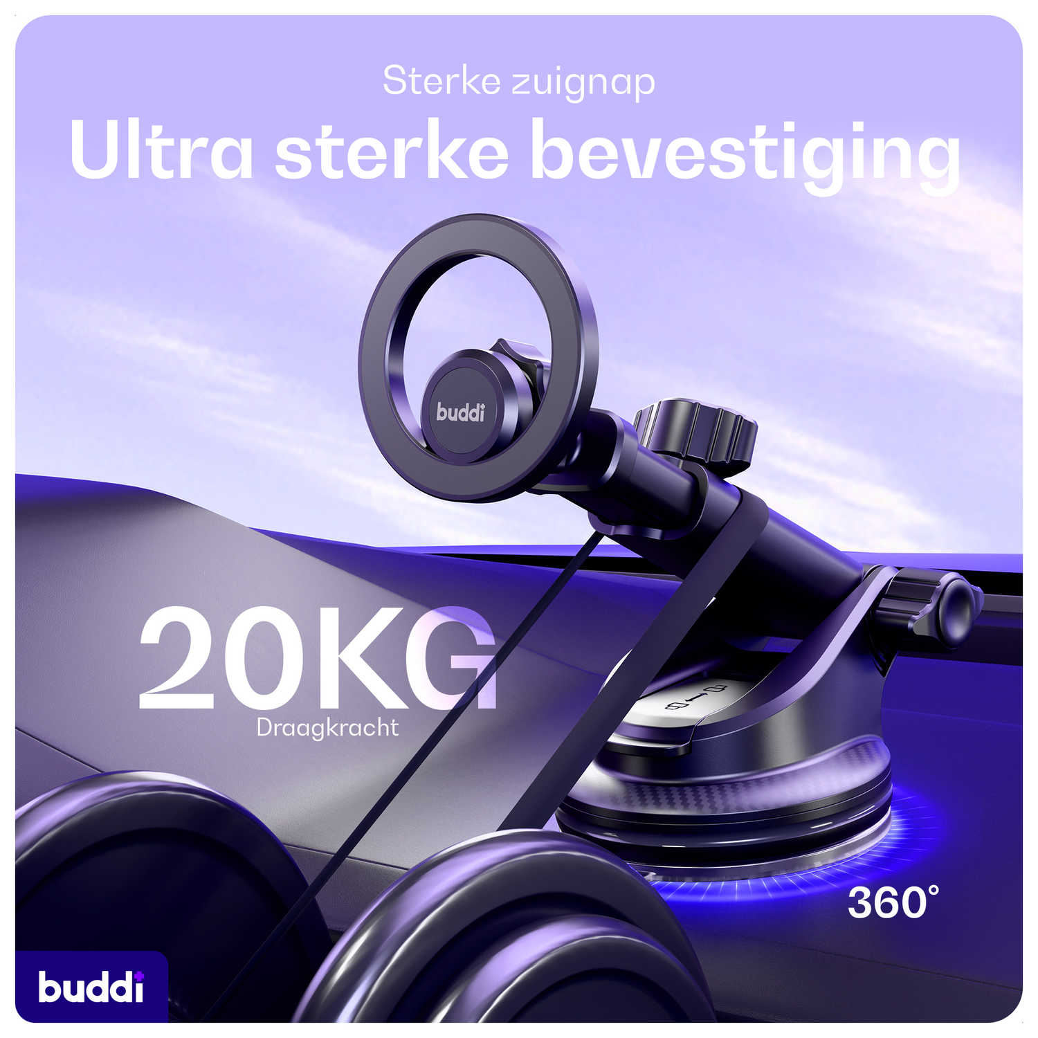 Buddi MagWay Universele MagSafe Telefoonhouder Auto Dashboard/Raam met Zuignap afbeelding 2