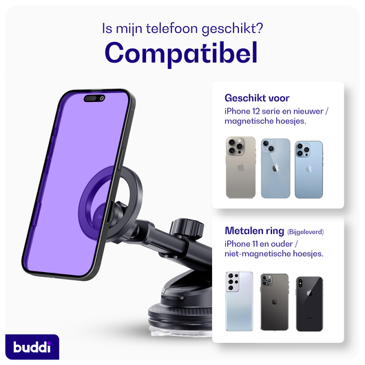 Buddi MagWay Universele MagSafe Telefoonhouder Auto Dashboard/Raam met Zuignap afbeelding 9