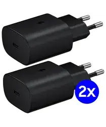 Originele Samsung 25W Power Adapter USB-C Adapter Duo Pack Zwart afbeelding