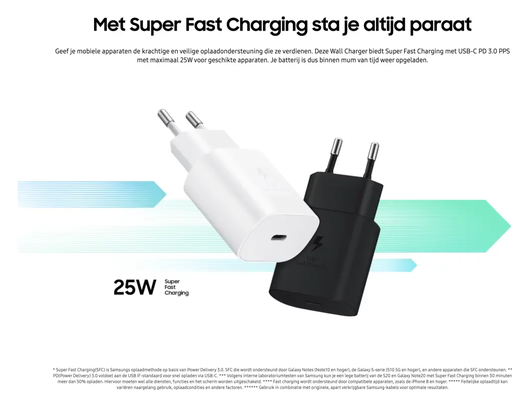 Originele Samsung 25W Power Adapter USB-C Adapter Duo Pack Zwart afbeelding 4