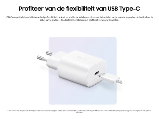 Originele Samsung 25W Power Adapter USB-C Adapter Duo Pack Zwart afbeelding 6