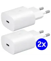 Originele Samsung 25W Power Adapter USB-C Adapter Duo Pack Wit afbeelding