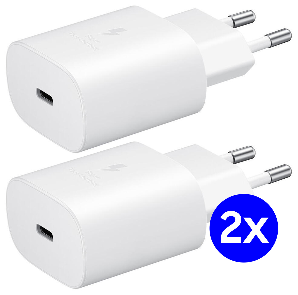 Originele Samsung 25W Power Adapter USB-C Adapter Duo Pack Wit afbeelding 1