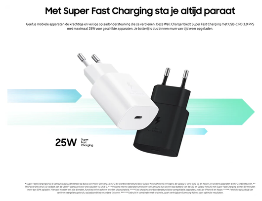 Originele Samsung 25W Power Adapter USB-C Adapter Duo Pack Wit afbeelding 2