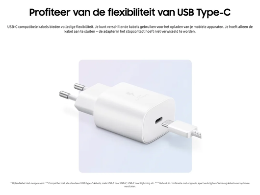 Originele Samsung 25W Power Adapter USB-C Adapter Duo Pack Wit afbeelding 3