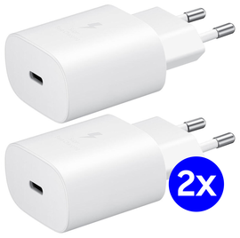Originele Samsung 25W Power Adapter USB-C Adapter Duo Pack Wit