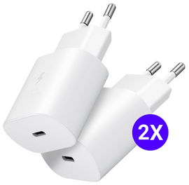Originele Samsung 25W Power Adapter USB-C Adapter Duo Pack Wit afbeelding
