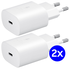 Originele Samsung 25W Power Adapter USB-C Adapter Duo Pack Wit