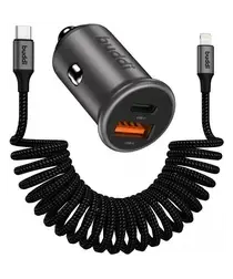 Buddi Power 45W Autolader met USB-C naar Lightning Krulsnoer afbeelding