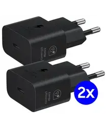 Originele Samsung 25W Energy Efficiency USB-C Adapter Duo Pack Zwart afbeelding