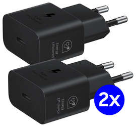 Originele Samsung 25W Energy Efficiency USB-C Adapter Duo Pack Zwart