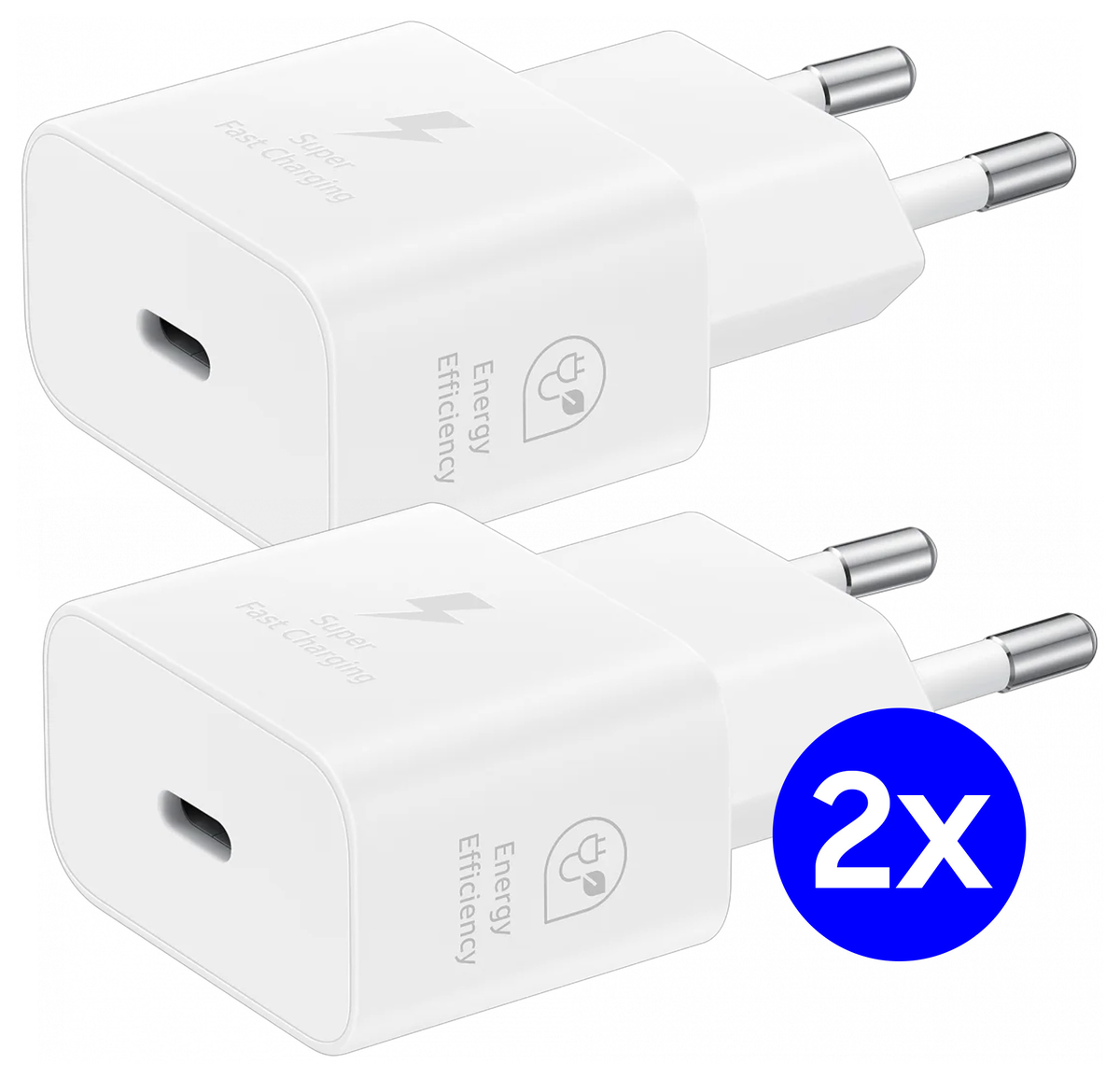 Originele Samsung 25W Energy Efficiency USB-C Adapter Duo Pack Wit afbeelding 1