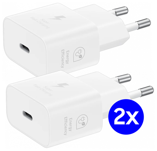 Originele Samsung 25W Energy Efficiency USB-C Adapter Duo Pack Wit afbeelding 1